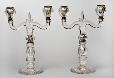 Pair French Glass Candelabra, Circa 1860