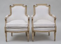 Pair French Louis XVI Style Bergeres-Front View