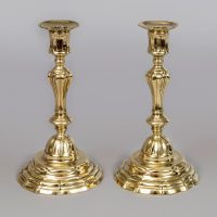 Pair of French Period 18th Century Brass Candlesticks-Main View