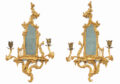 Pair George II Rococo Mirrored Wall Sconces