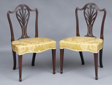 English Fine Pair Period Hepplewhite Side Chairs, 18th Century