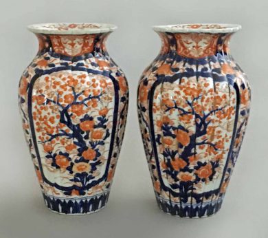 Antique Pair Imari Open Vases
