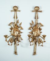 Pair of Italian Painted and Gilded Sconces