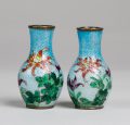 Pair of Japanese Miniature Ginbari Cloisonne Vases