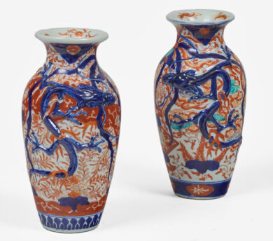 Pair Antique Small Imari Vases