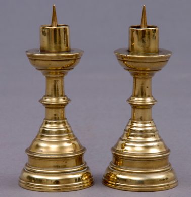 Pair Miniature French Brass Candlesticks, Circa 1800