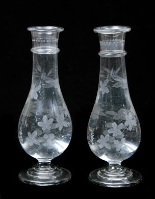 Pair Regency Etched Glass Vases, Circa 1820