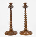 Pair Tall Bobbin Turned Walnut Candlesticks