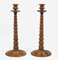 Pair Tall Bobbin Turned Walnut Candlesticks
