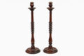 Antique Tall Mahogany Turned and Carved Candlesticks, a Pair