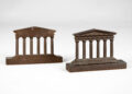 Pair Bronze Temple-Shaped Bookends