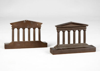 Pair Bronze Temple-Shaped Bookends