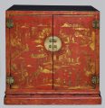 Period Chinese Red Lacquered & Gilded Cabinet, 18th Century