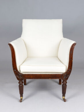 Regency Faux Rosewood Lyre Form Armchair
