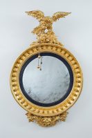 Regency Giltwood Convex Mirror with Spread Eagle Surmount-Main Front View