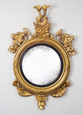 Regency Giltwood Convex Mirror with Dolphins