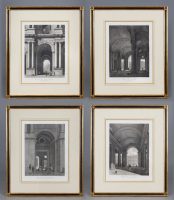 Set Four Engravings of the Entrances to the Louvre by Baltard