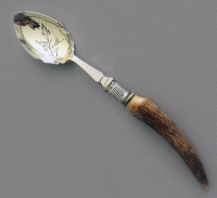 Antique Silver Plated Spoon with Horn Handle