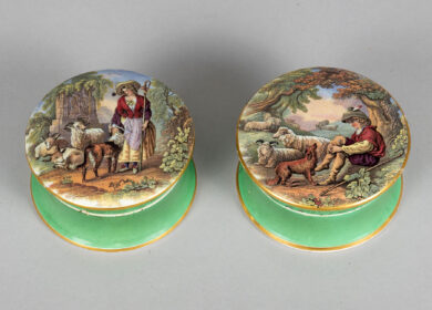 Staffordshire Cold Cream Jars with Lids, A Pair