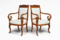Antique Swedish Empire Mahogany Armchairs, Pair