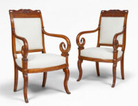 Antique Swedish Empire Mahogany Armchairs, Pair