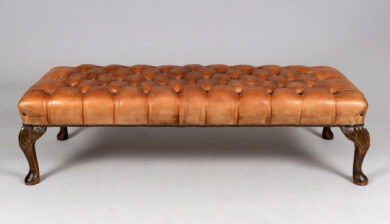 Vintage Buttoned Leather Bench