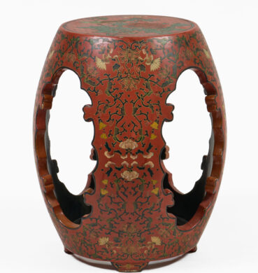 Vintage Chinese Red Lacquered Garden Seat