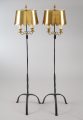 Vintage Pair of Fortuny Wrought Iron and Brass Floor Lamps